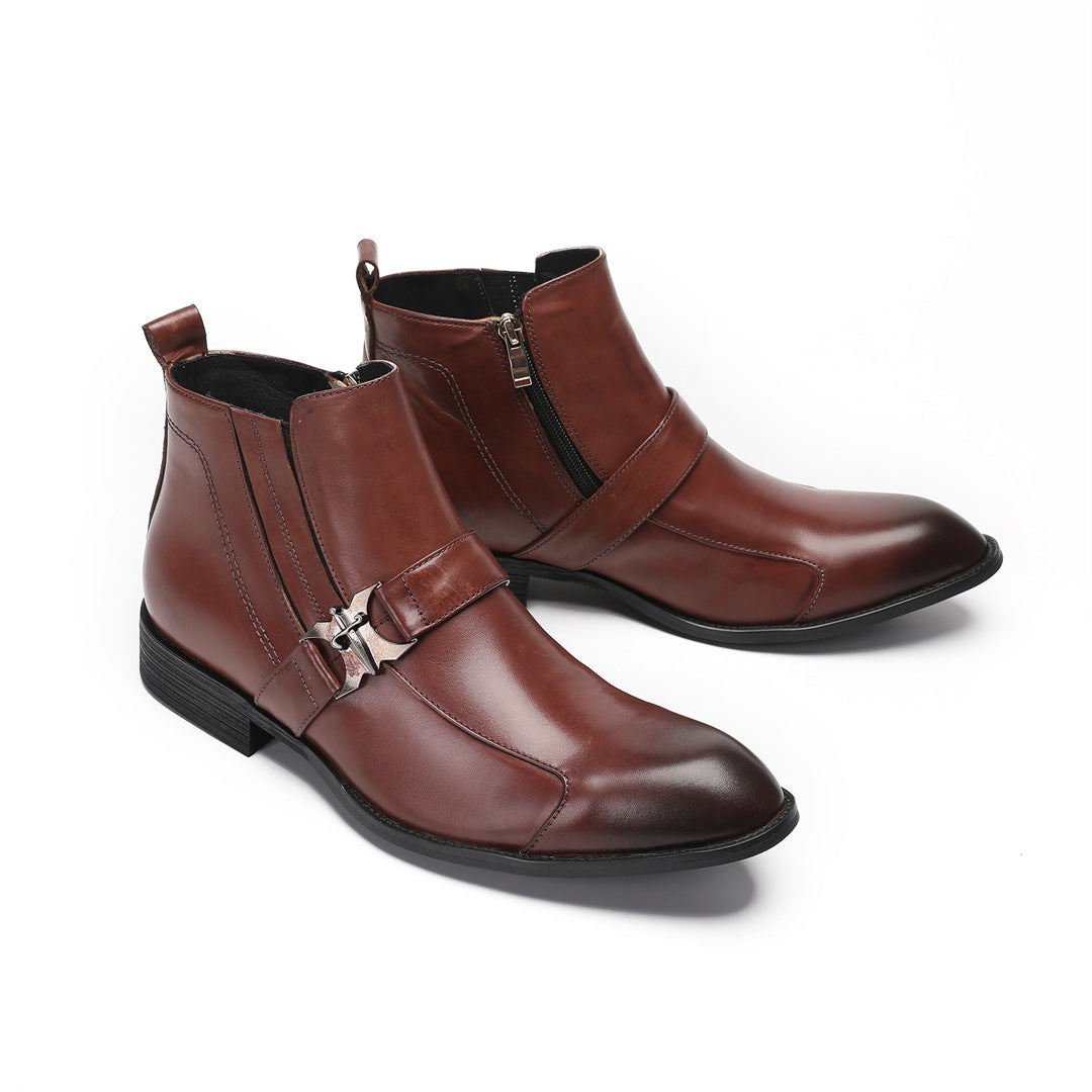 Men's Genuine Leather Chelsea Boots – Pointed Toe, British Style