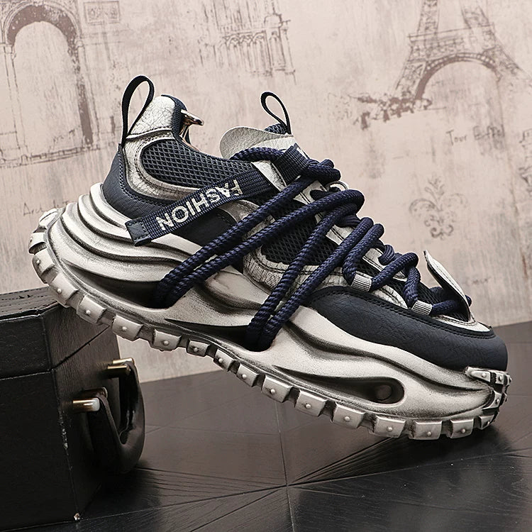 Men's 2026 New Platform Low-Top Korean Style Distressed Dad Shoes