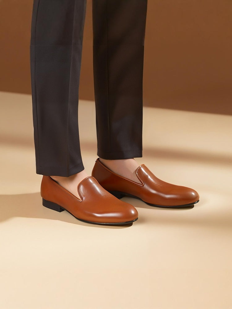 Imported cowhide men's genuine leather loafers British style classic slip-on smoking shoes wedding party new trend matching