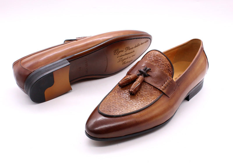 Genuine Leather Slip on British Loafers Men's Fashion Men's Business Office Casual Leather Shoes Trend Men's One Pedal