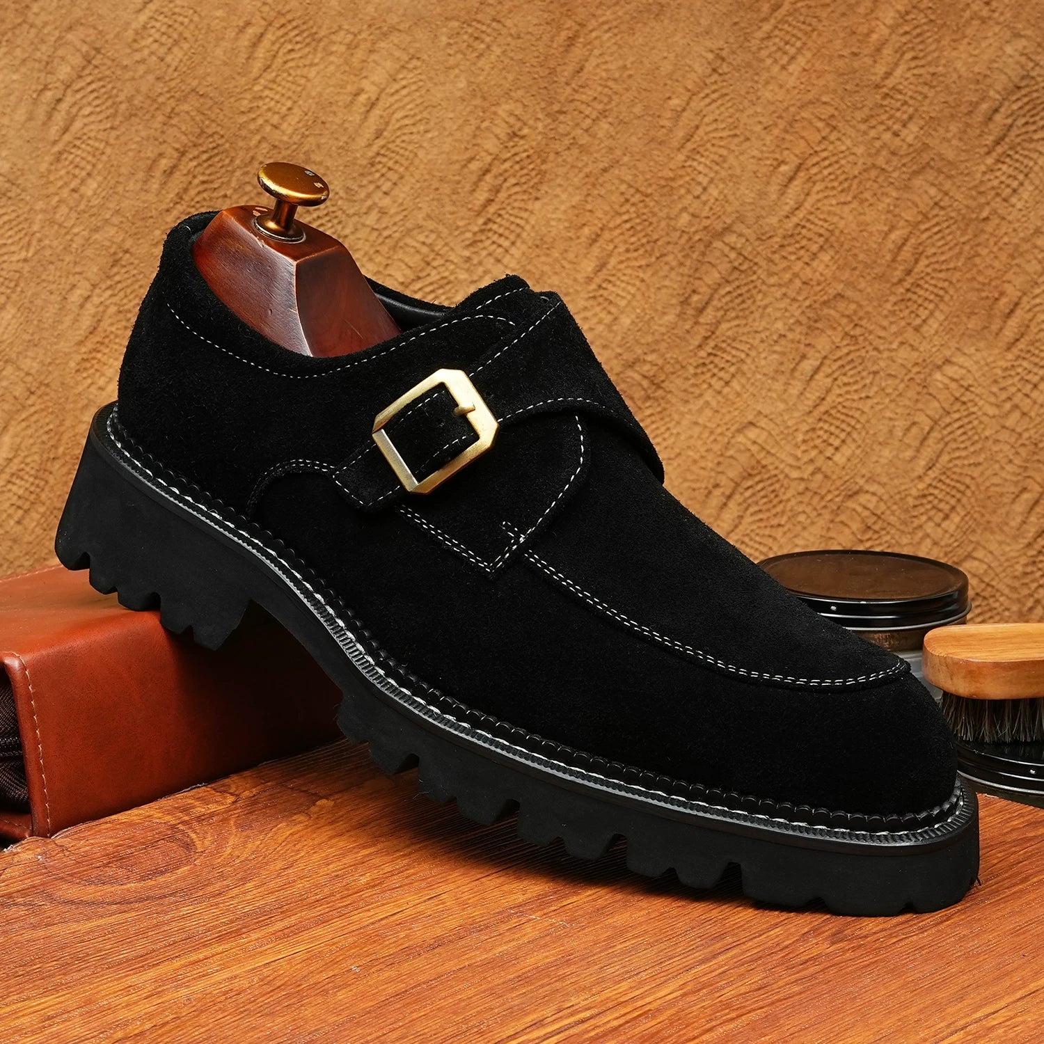 Men's Genuine Leather Leather Shoes, Height Increasing, Thick Sole