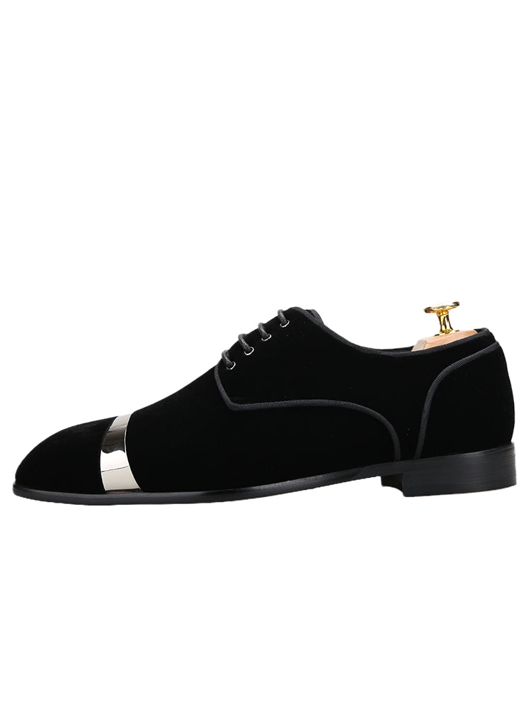 Hot-selling European and American lace-up square-toe loafers red outsole yuppie-style velvet Oxford shoes for men with breathable leather lining