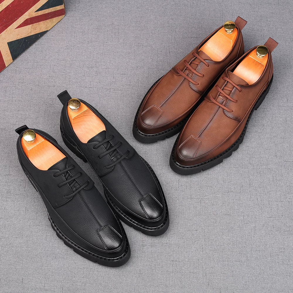 Men's Derby Shoes, Height Increasing, Thick Sole