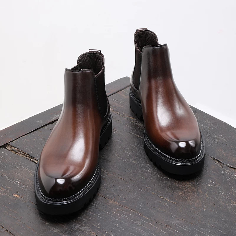 Men's Genuine Leather Chelsea Boots, Handmade, British Style