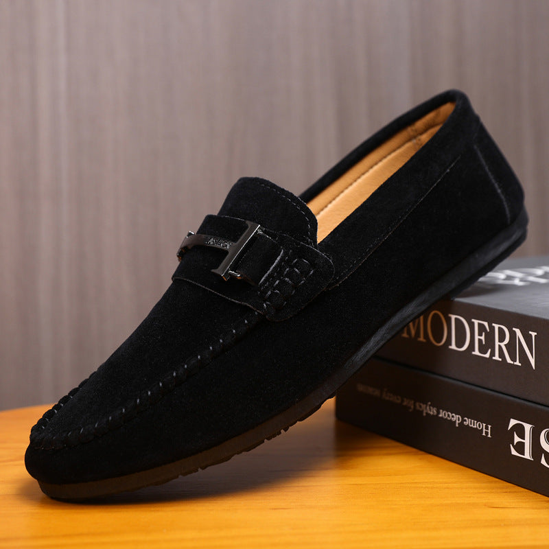 Loafers flats low ankle round toe loafers men 2024 plaid handmade leather shoes soft bottom casual s