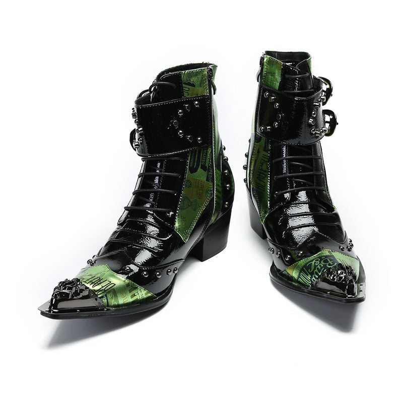 Martin boots men summer mid-high waterproof big green boots men's boots kick-resistant work boots American retro trendy boots men's shoes