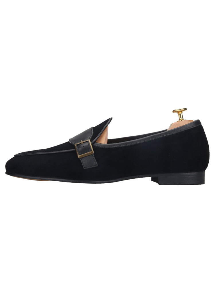 Summer new style breathable nubuck leather men's slip-on lazy shoes European and American style metal buckle casual loafers large size
