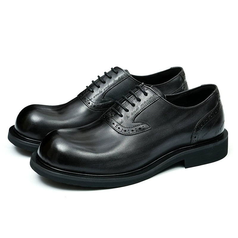 Men's Genuine Leather Leather Shoes, Round Toe, British Style