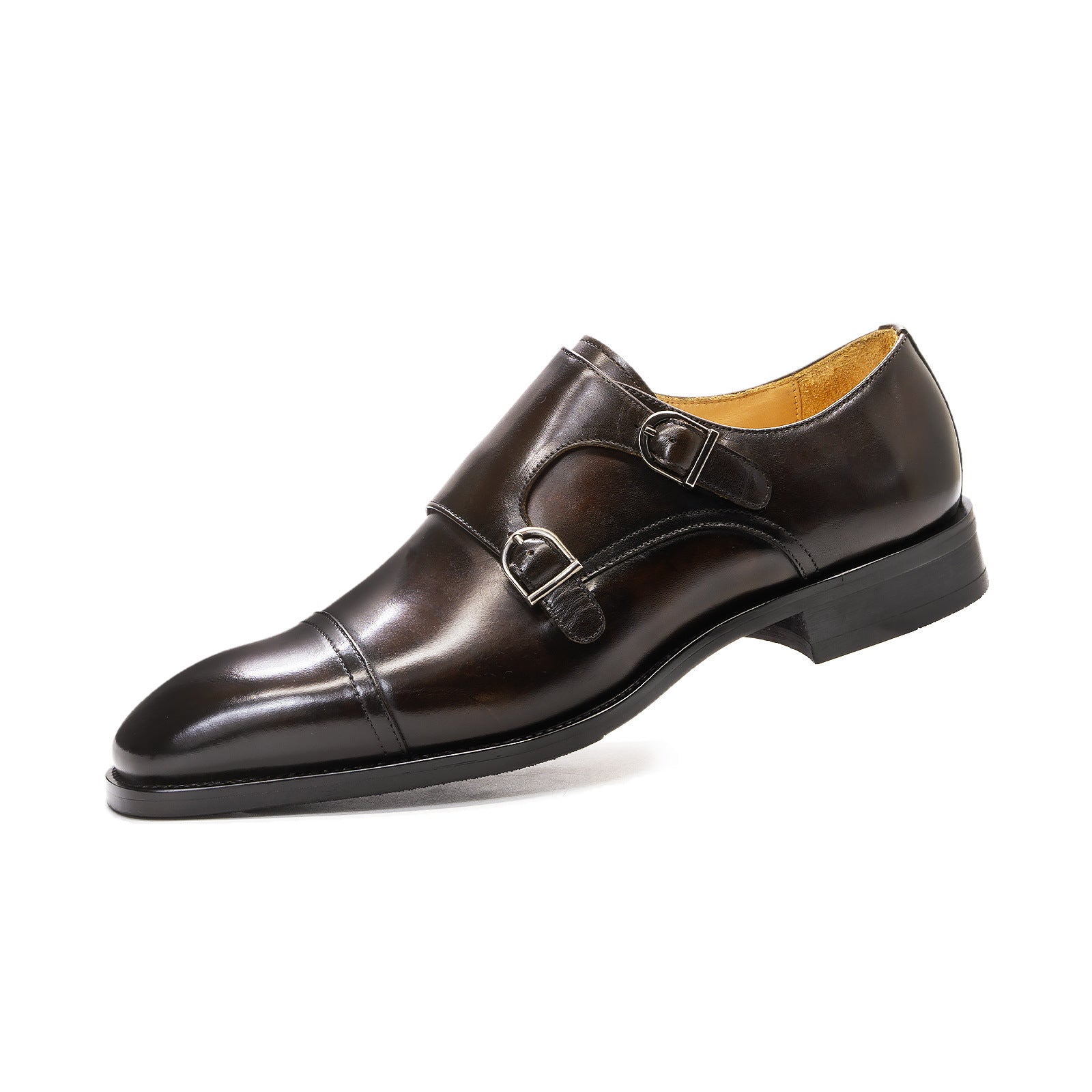 Men's Monk Shoe Monk Shoes High Quality Genuine Leather Full Cowhide Inner Double Buckle Business Formal Wear Leather Shoes Men's Pointed Toe