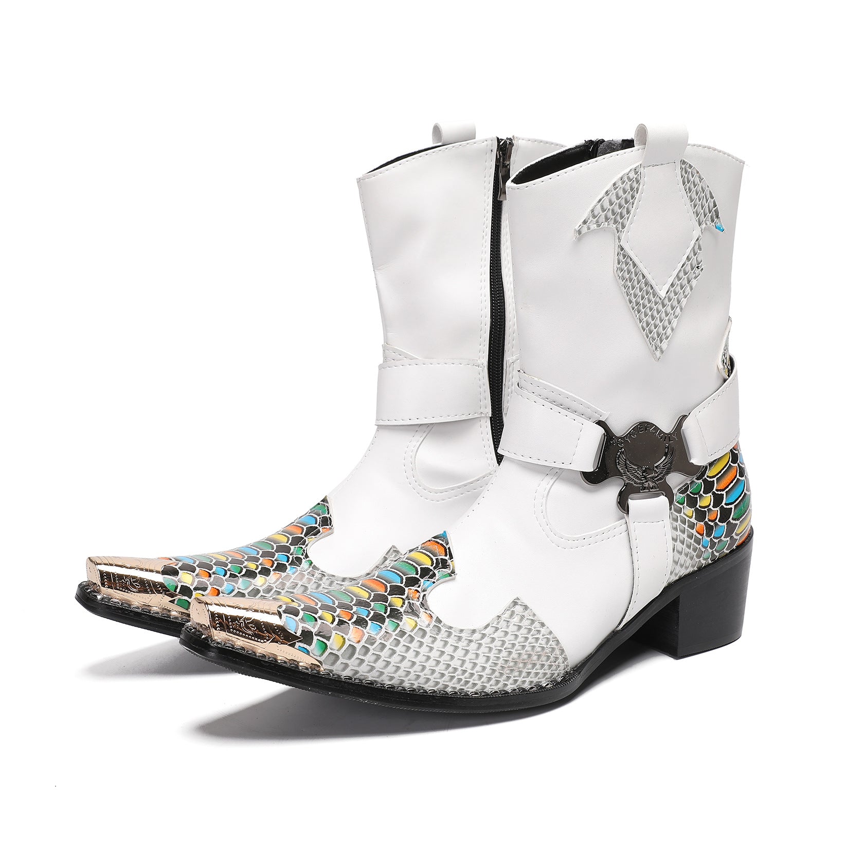 British leather Chelsea boots men's trendy pipe boots men's Martin boots high-top white autumn and winter foreign trade men's shoes