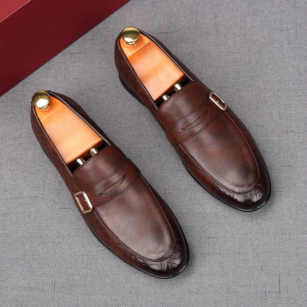 Men's Brown Loafers, Pointed Toe, Slip-On
