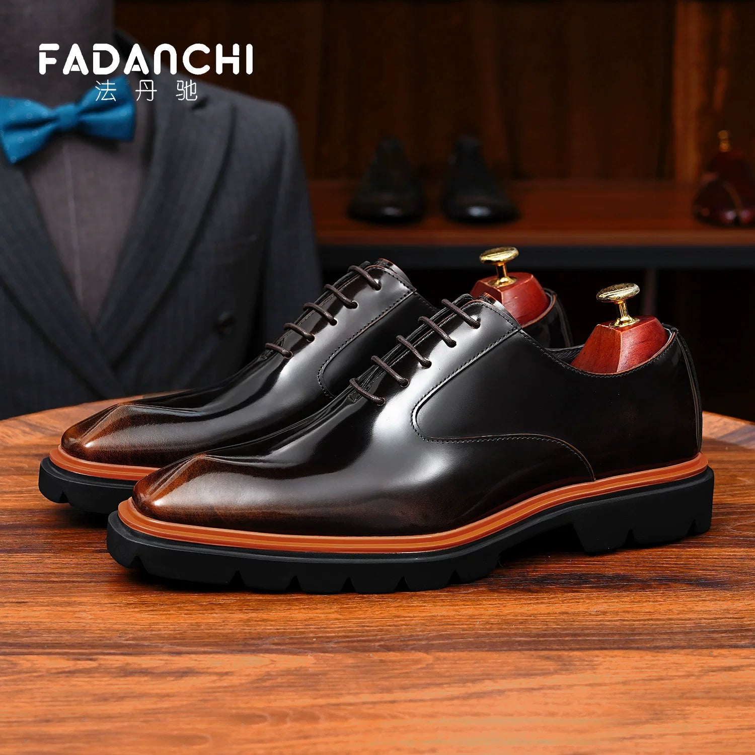 Men's Genuine Leather Oxford Shoes, Glossy, Business