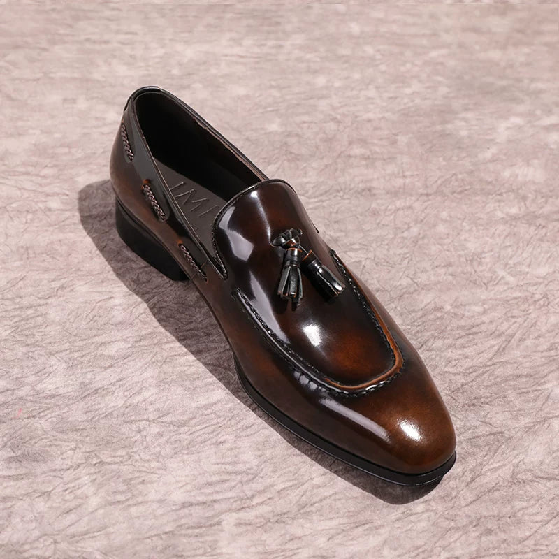Men's Genuine Leather Loafers, Handmade, Pointed Toe