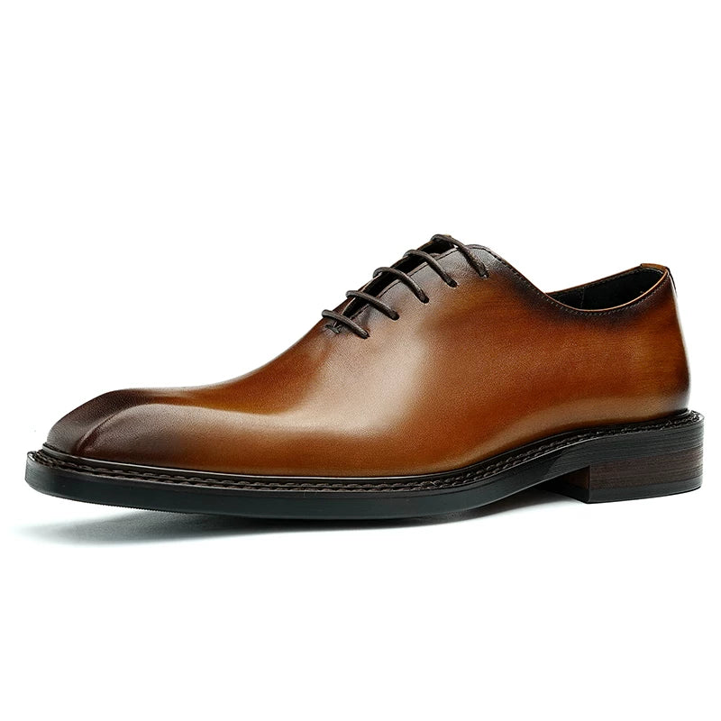 Men's Genuine Leather Formal Shoes, Breathable, Square Toe