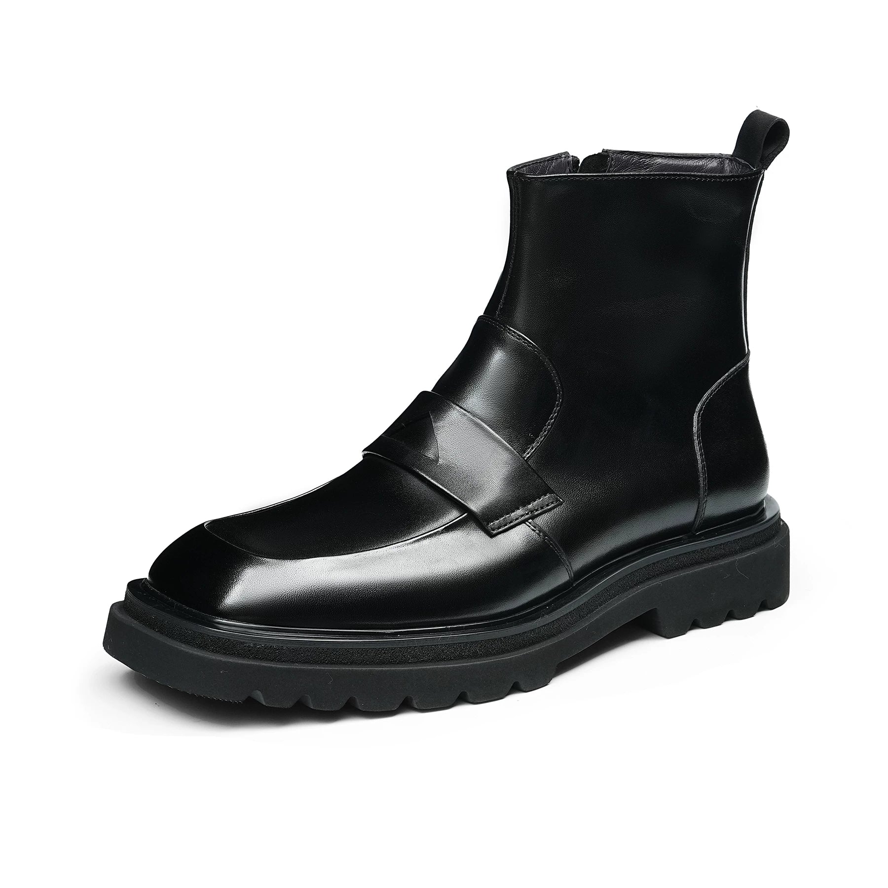 Men's Genuine Leather Martin Boots, Square Toe, Vintage