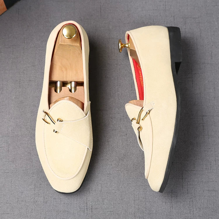 Men's Genuine Leather Loafers, Suede, Slip-On