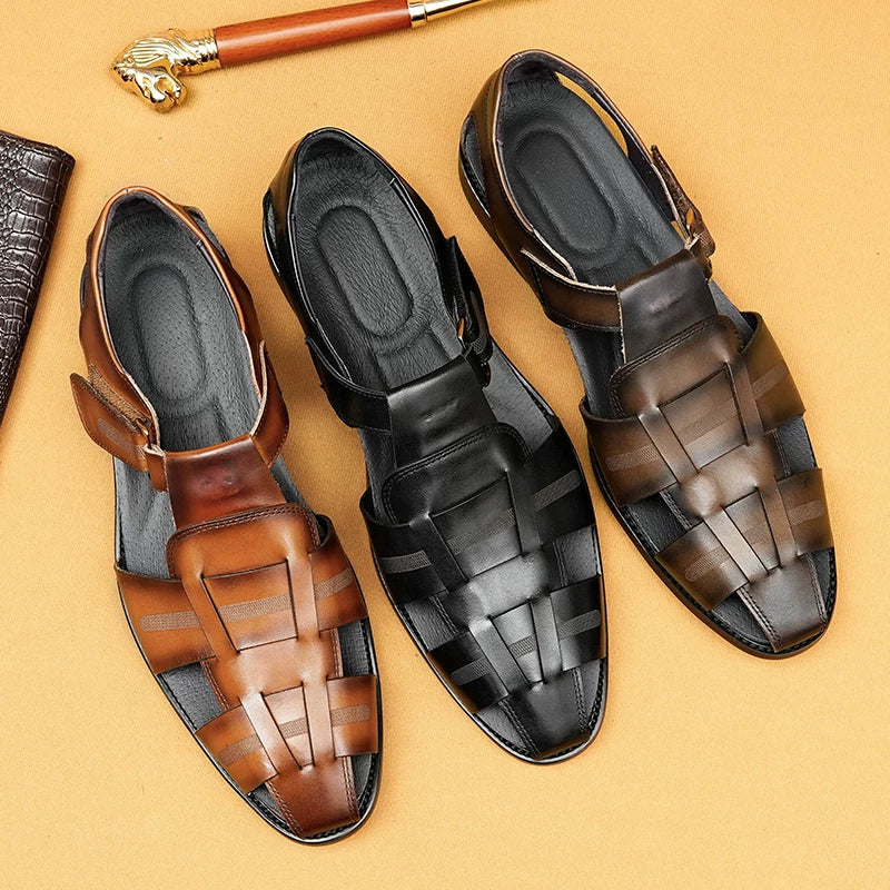 Men's Genuine Leather Sandals, Breathable
