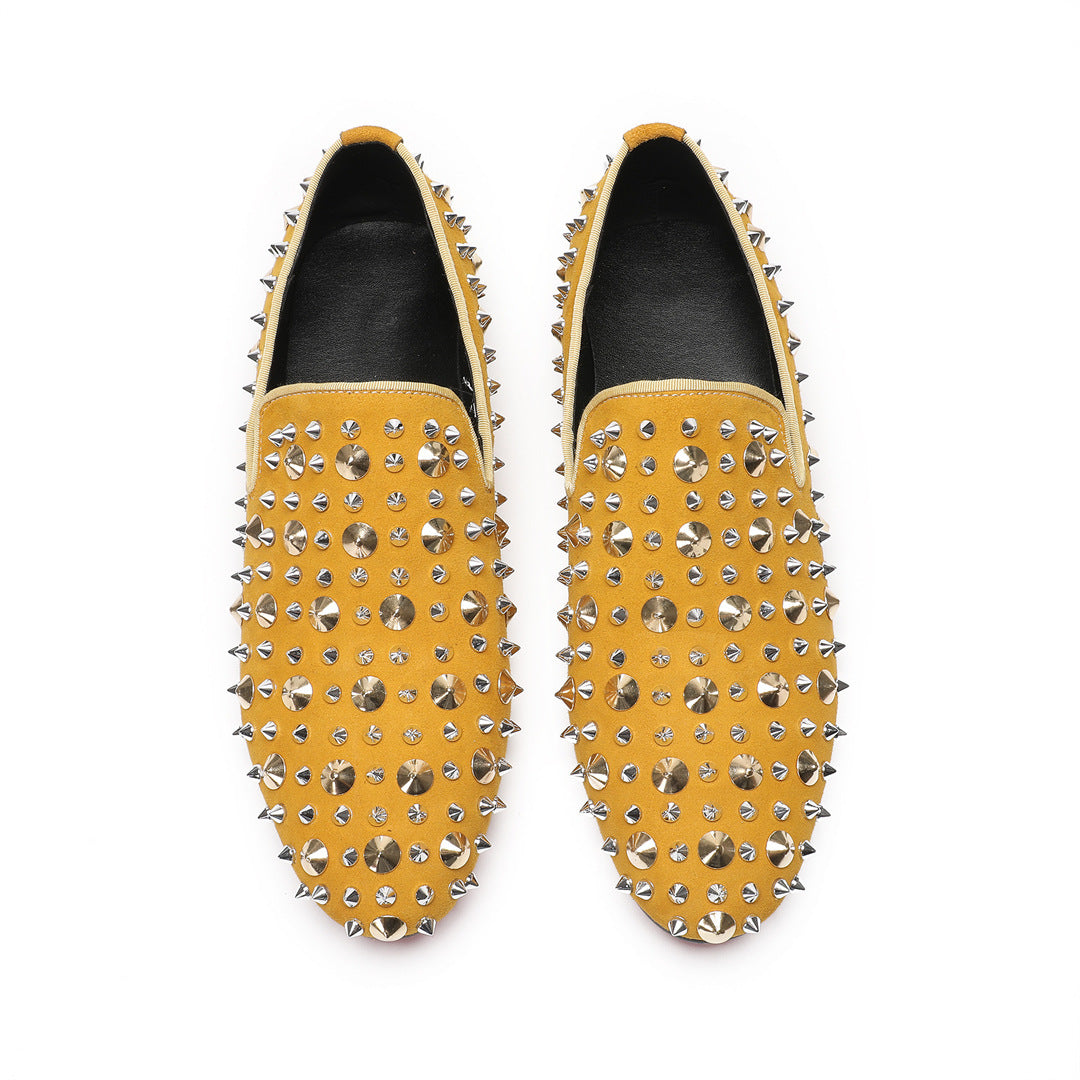 Men's Leather Casual Shoes – Rhinestone Detail, Business