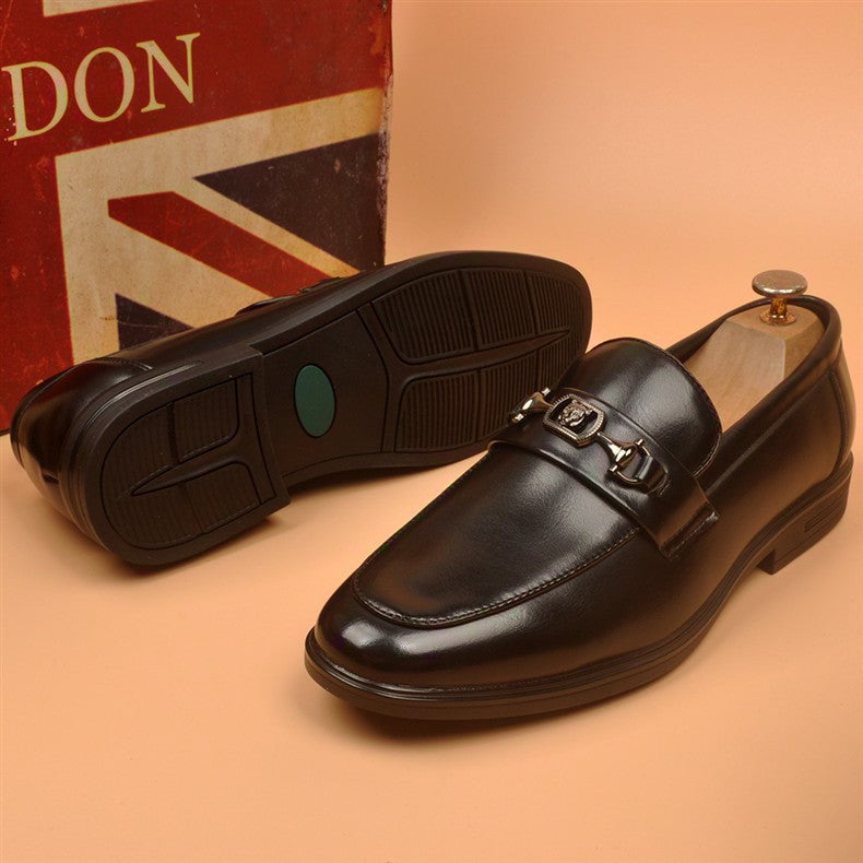2026 new men's business casual shoes pointed toe leather loafers british style wedding shoes soft 14
