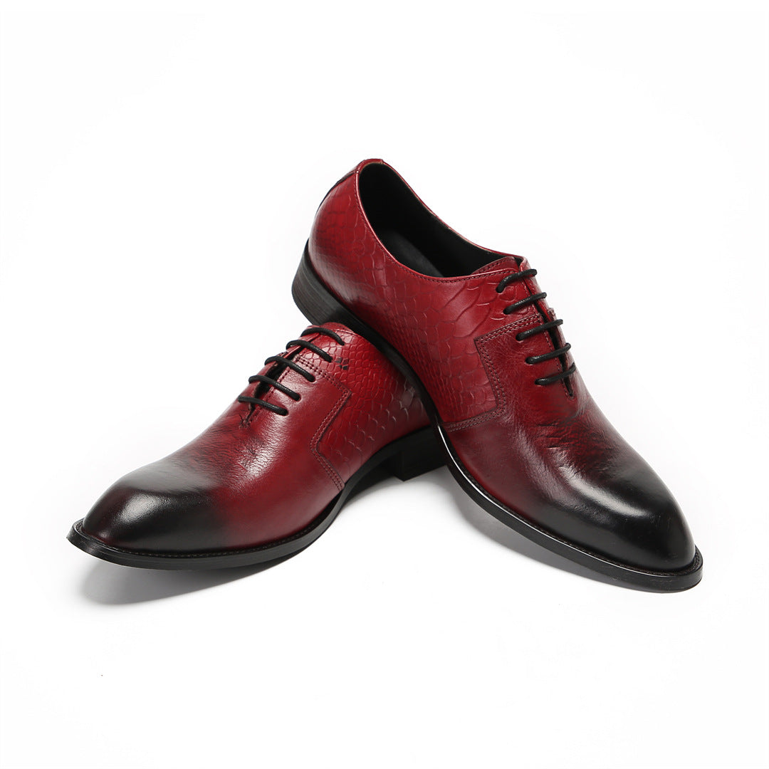 British style men's business dress leather shoes cowhide square head Oxford shoes handmade wedding groom shoes three joint men's shoes