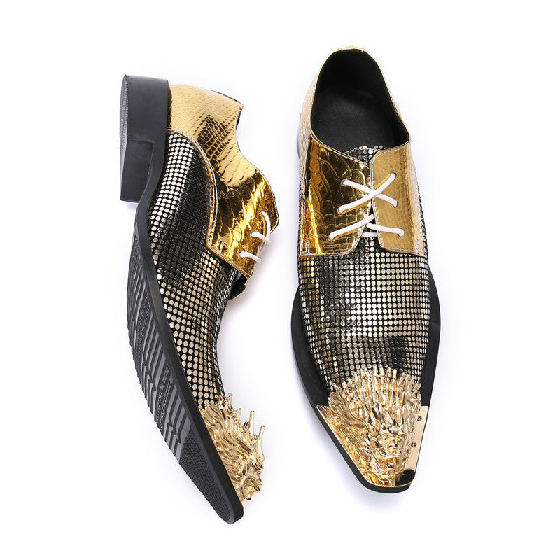 Gold brand Martin boots British style formal business men's work leather shoes men's large-toe workwear casual shoes trendy