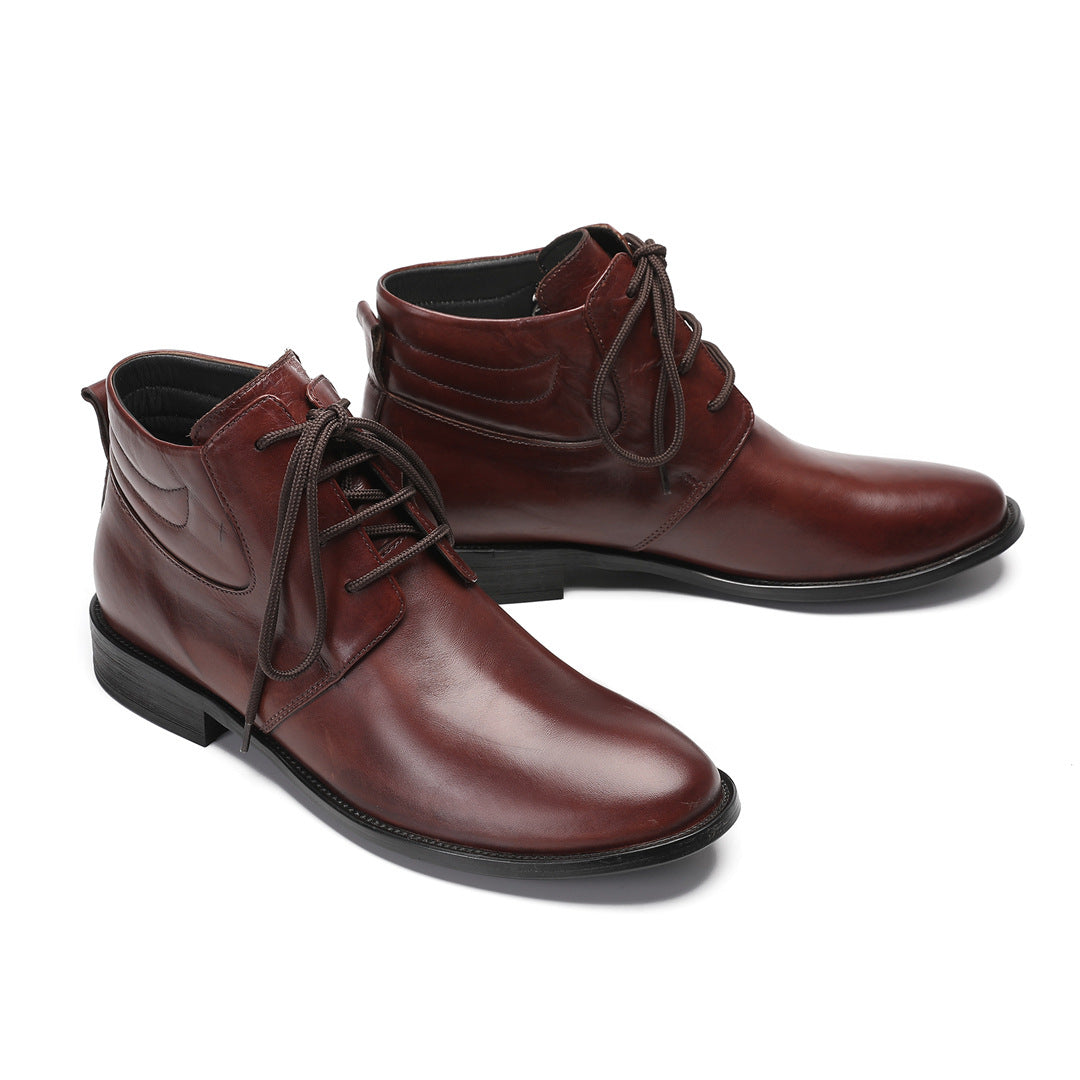Chelsea Boots Men's Leather British High Top Business Leather Shoes Brock Carved Casual Short Boots Men's Martin Boots