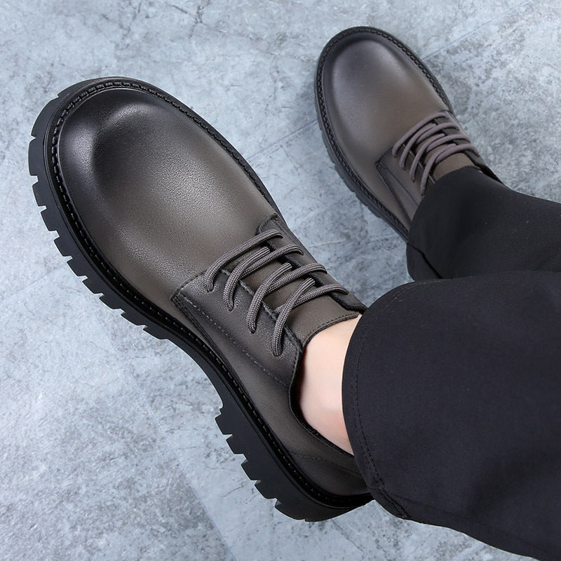 Round toe hidden heel british casualbootslow ankle breathable men's youth workwear trendy k-style bu