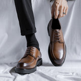 Wide leather dress shoes for men - business formal, youthful british casual style - men's work, suit