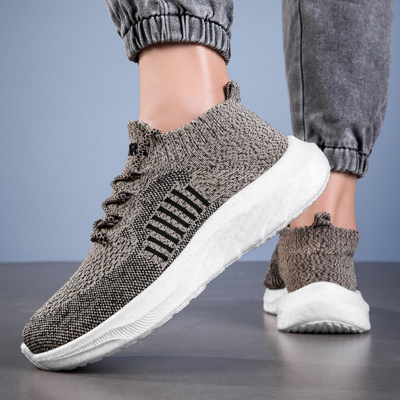 2026 spring new flyknit mesh breathable men's shoes wholesale soft sole comfortable lightweight casual shoes women's shoes