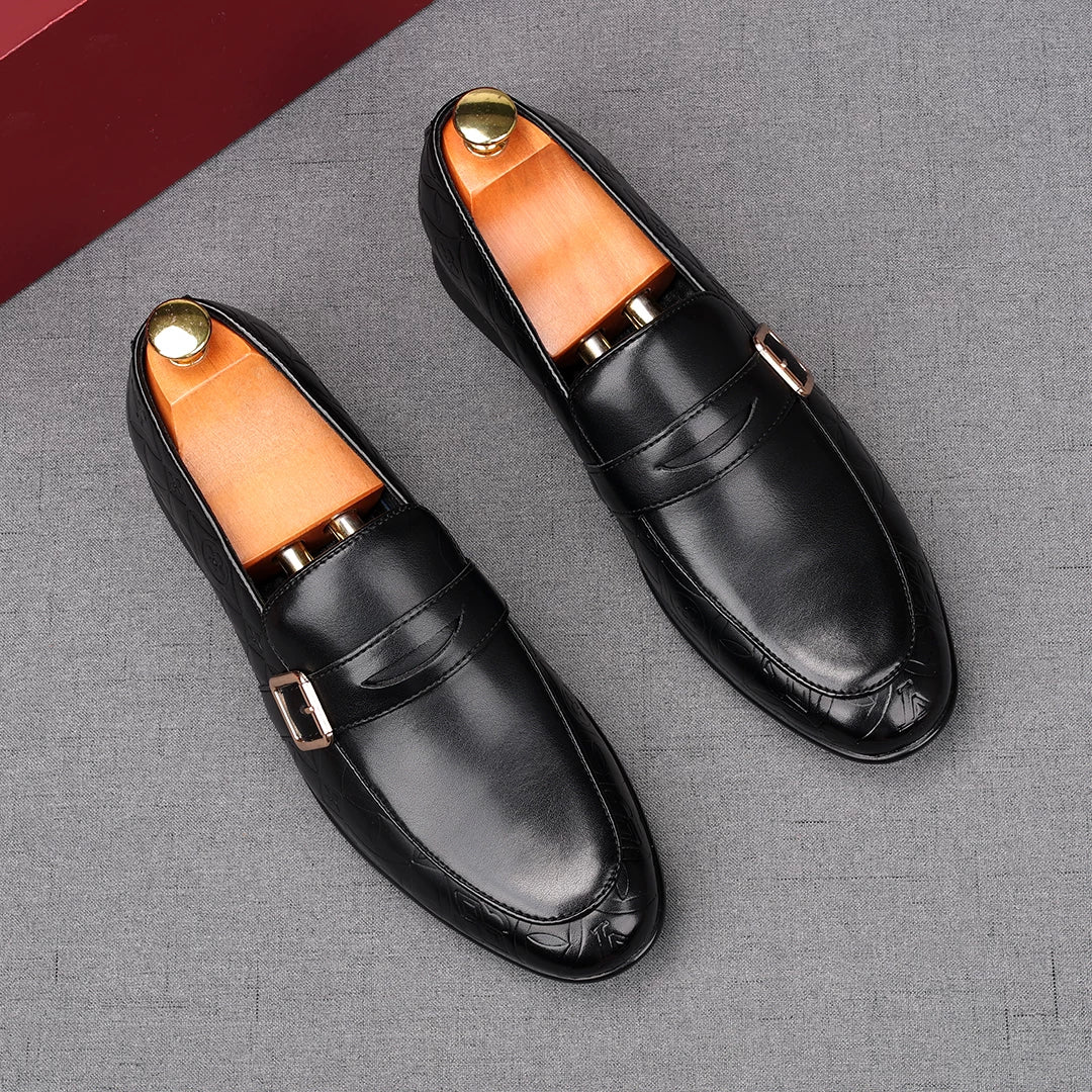 Men's Brown Loafers, Pointed Toe, Slip-On