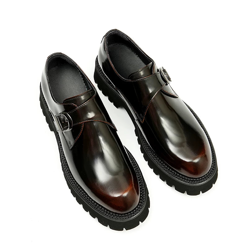 Men's Genuine Leather Leather Shoes, Height Increasing, Thick Sole