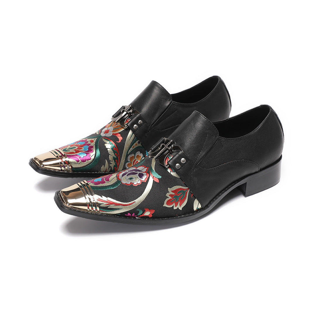 Men's personalized brand inner height-increasing leather shoes business dress printing wedding cowhide large size Oxford shoes men