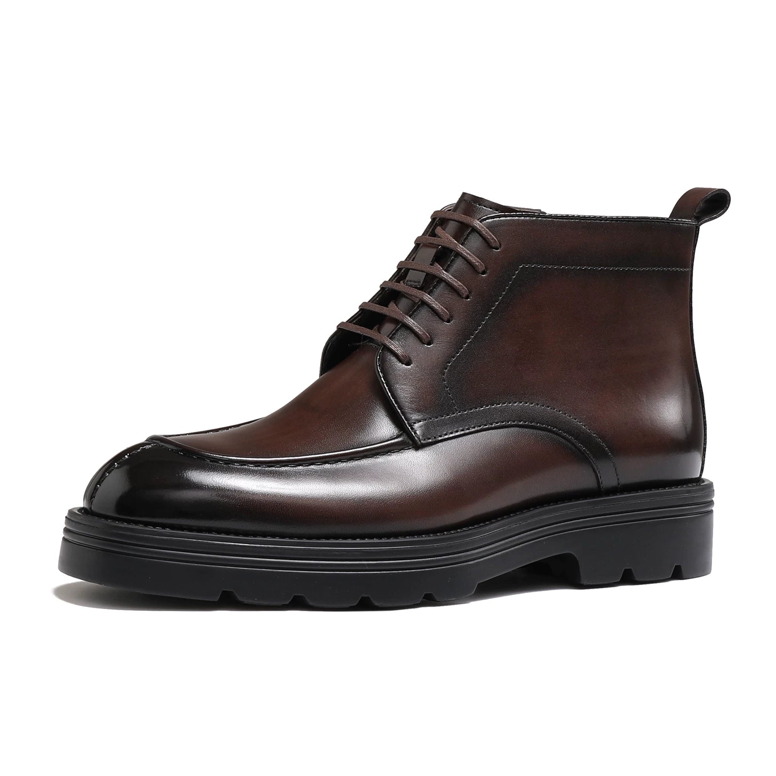 Men's Genuine Leather Martin Boots, Thick Sole, Round Toe