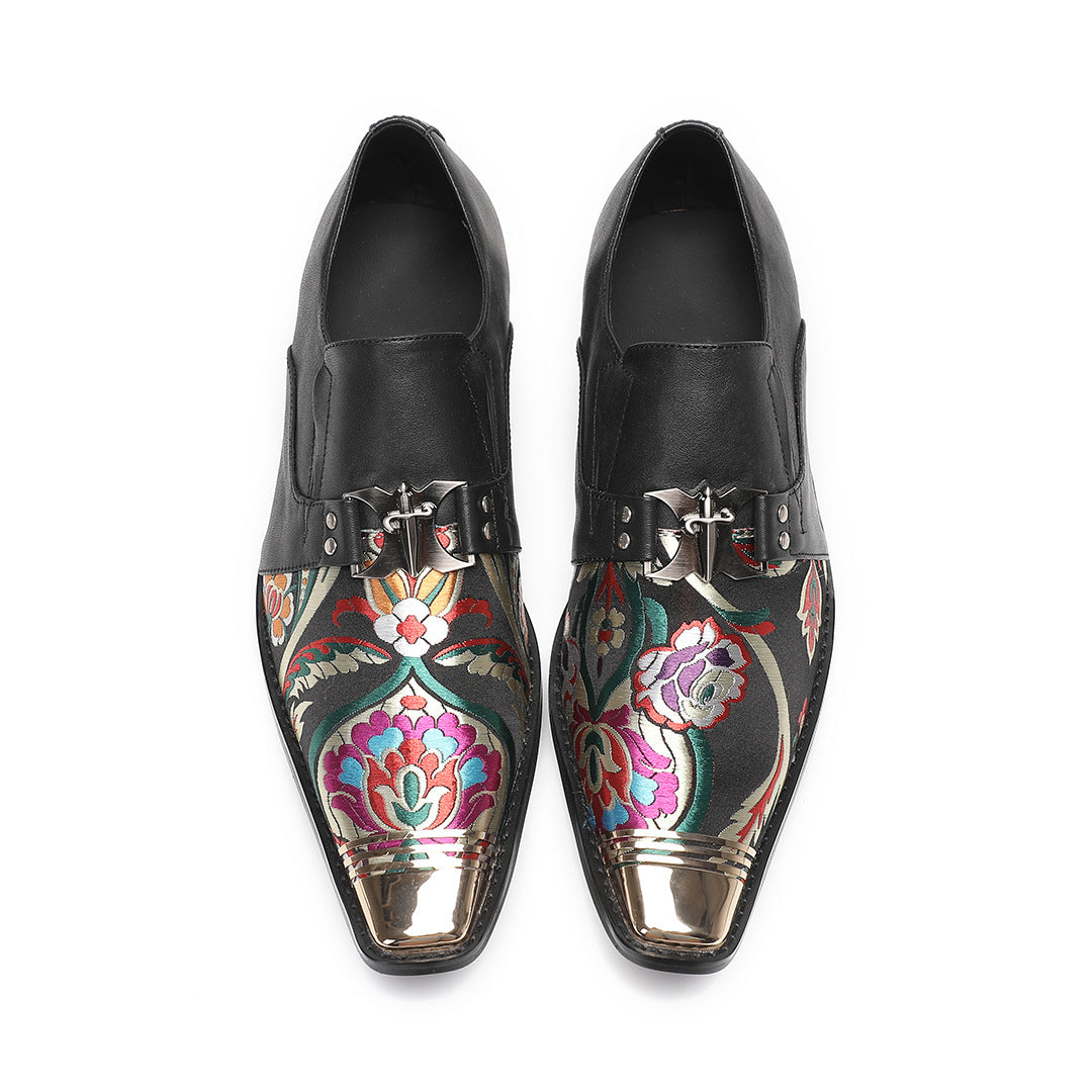 Men's personalized brand inner height-increasing leather shoes business dress printing wedding cowhide large size Oxford shoes men