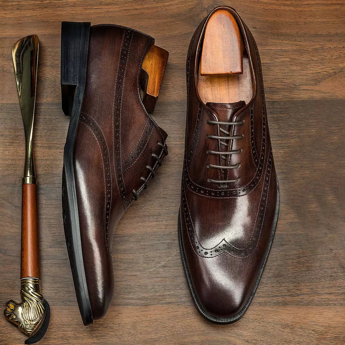 Men's Genuine Leather Oxford Shoes, Handmade, British Style
