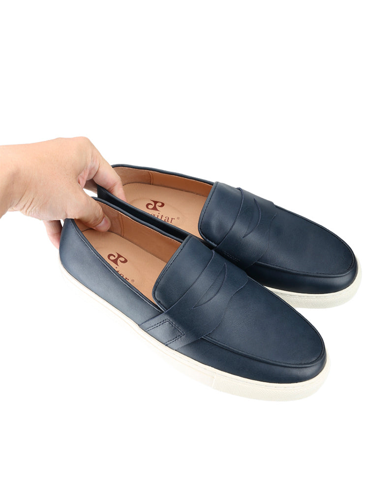 Summer style imported color-brushed first-layer calf leather white thick-soled sneakers European and American style men's slip-on casual sports shoes