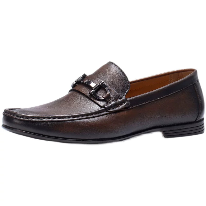 Men's Genuine Leather Loafers, Slip-On, British Style