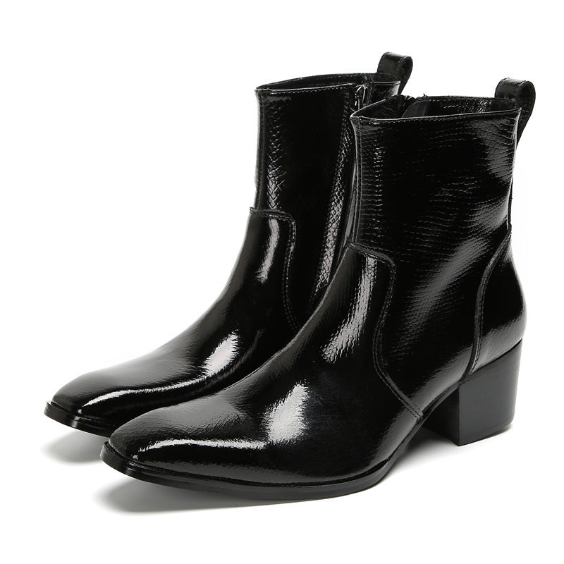 Black high top British autumn and winter men's Martin boots Chelsea boots men's cowhide men's retro men's shoes short boots trendy