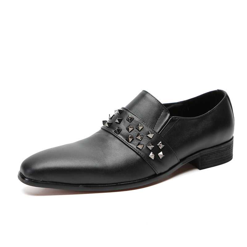 Leather shoes men's business formal casual cowhide British suit leather shoes wedding shoes men's trendy glossy leather shoes