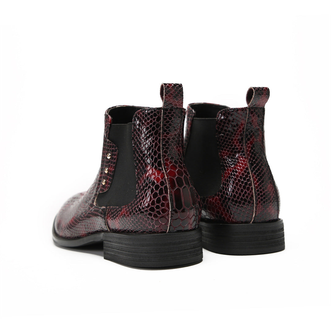 Spring and Autumn new British leather boots men's cowhide business casual high-top leather shoes Korean version pointed short boots men's Martin boots