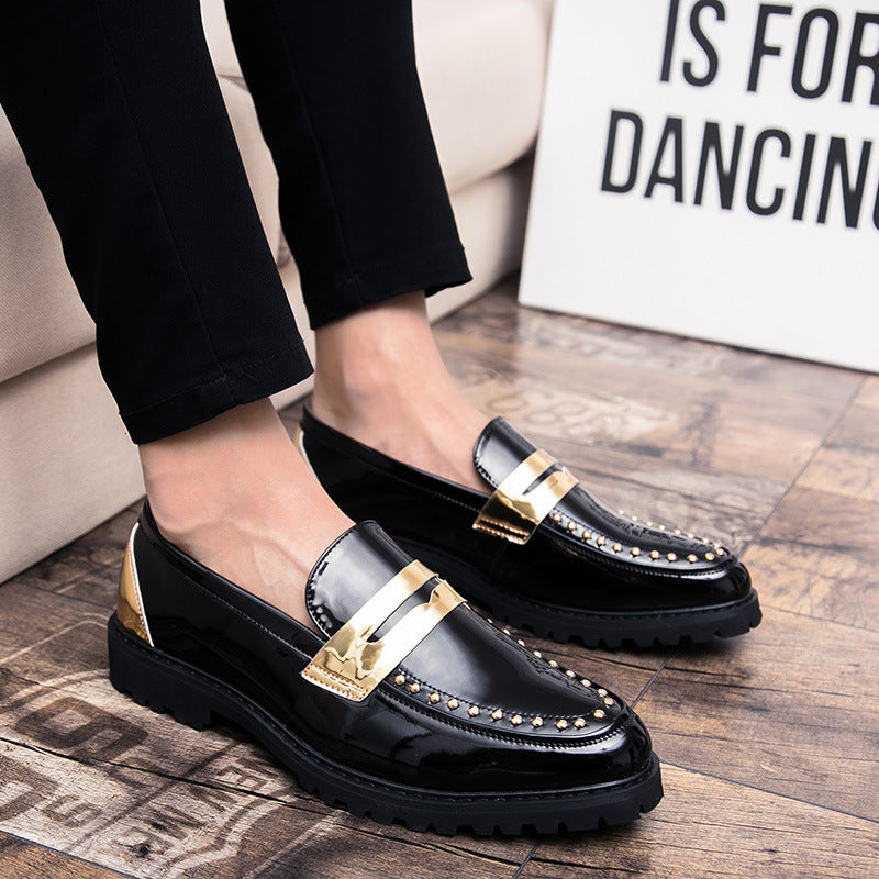Menfashion glossy white leather shoes men's slip-on wedding photos retrocasual shoes british style s 3