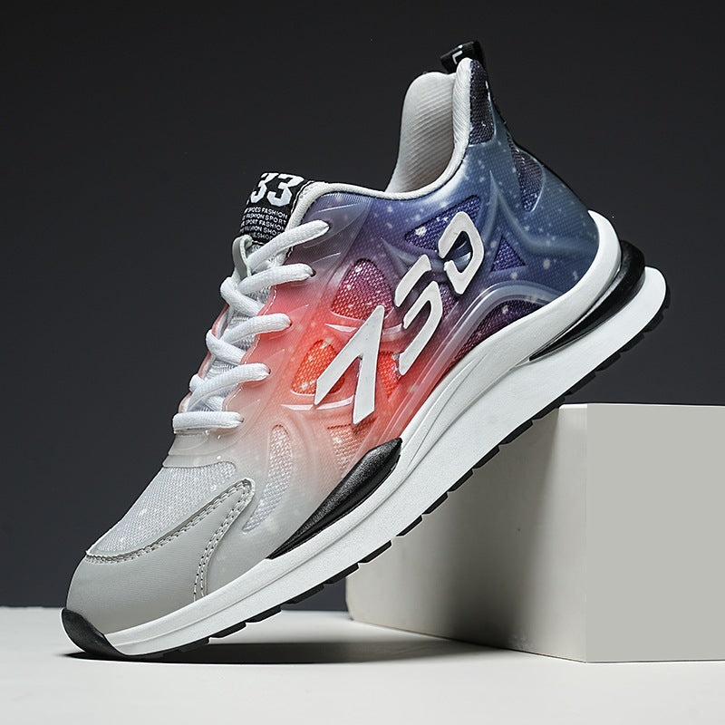 2025 new men's athletic casual shoes - 6cm hidden heel, outdoor sneakers, men's gradient color trendy small size shoes 2
