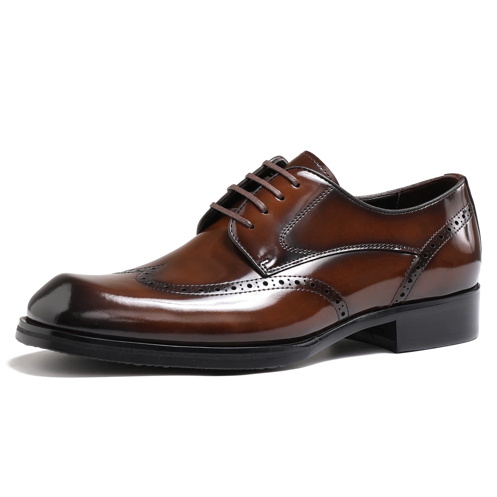 Men's Genuine Leather Derby Shoes, Glossy, British Style