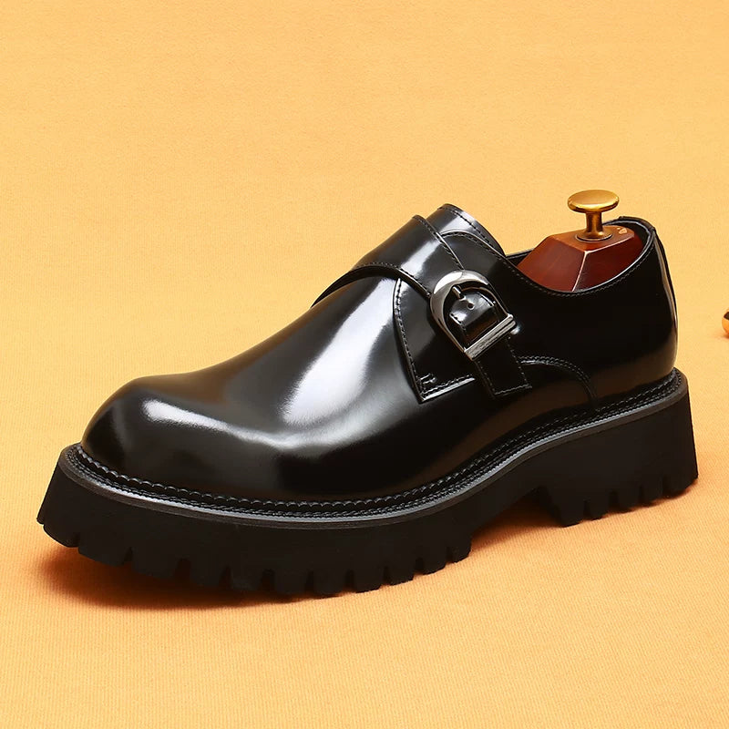 Men's Genuine Leather Leather Shoes, Height Increasing, Thick Sole
