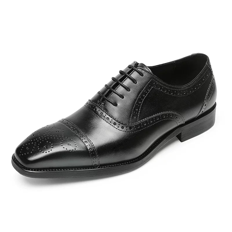 Men's Genuine Leather Oxford Shoes, Handmade, Cap Toe