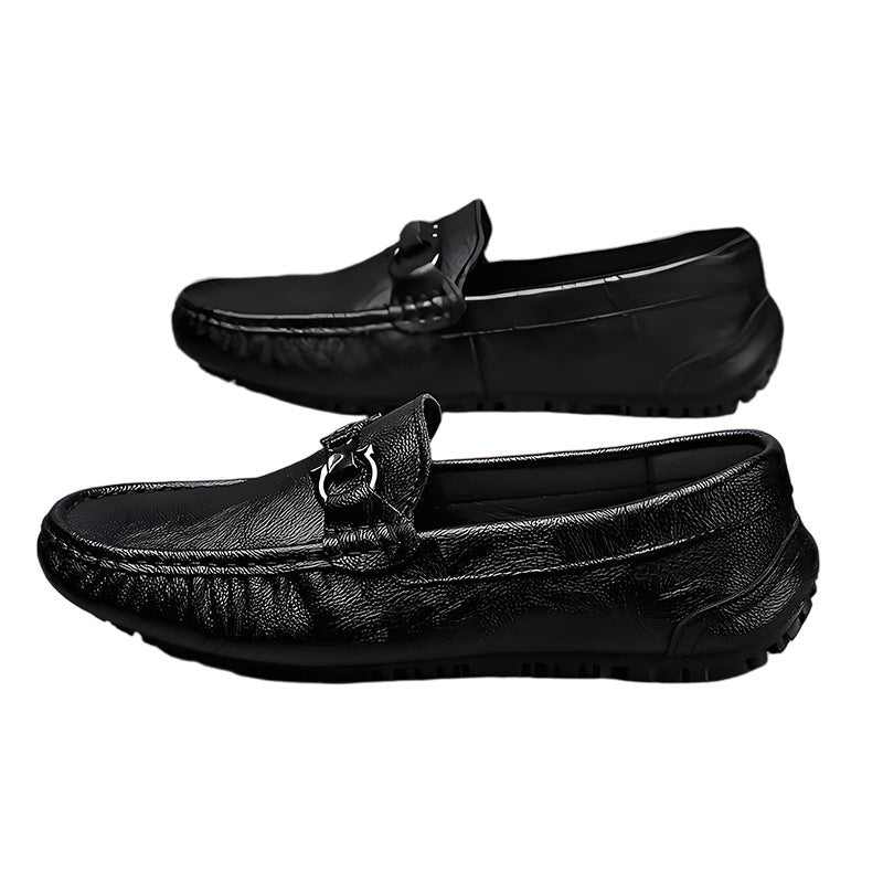 Men's Black Cowhide Business Casual Loafers 6