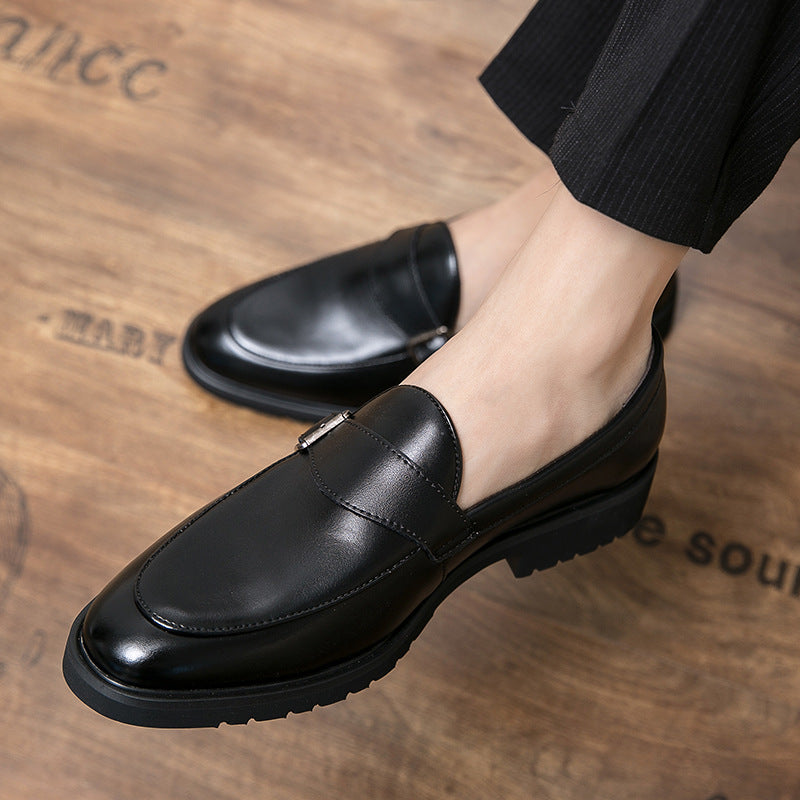 Exportplus size buckle men business casual leather shoes fashion formal wear slip-on men's shoes bla 4