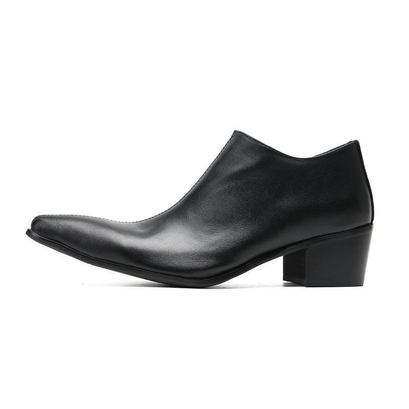 Leather shoes men's cowhide black business dress summer breathable British casual foreign trade tide wedding groom suit shoes