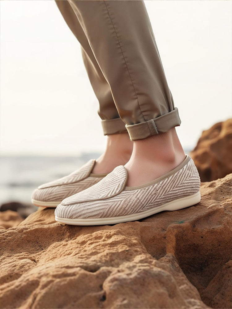 British imported apricot herringbone woolen men's casual shoes European and American classic milk white non-slip outsole shoes