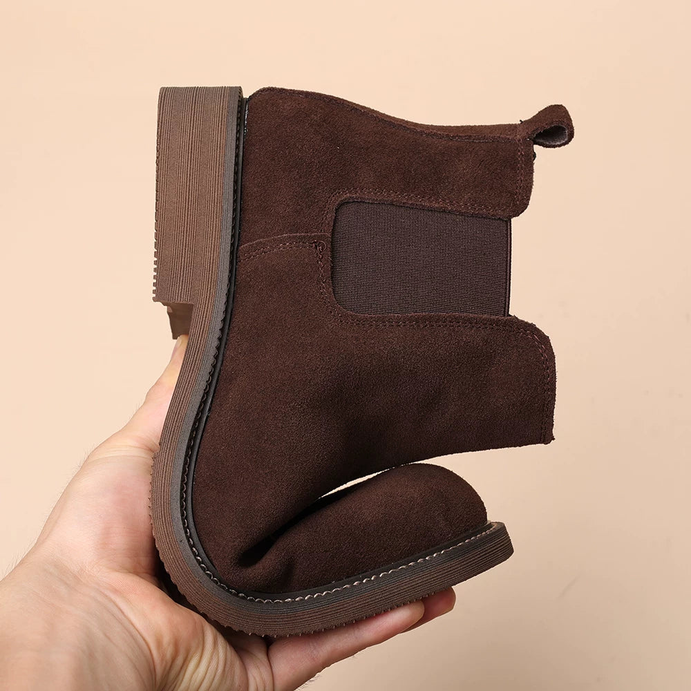 Men's Genuine Leather Chelsea Boots, Height Increasing, British Style